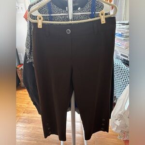 Black Cropped Pants with Button Detail